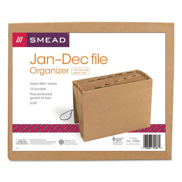 Smead Expanding File Jan-Dec, 12 Pockets, Letter, Kraft 70186